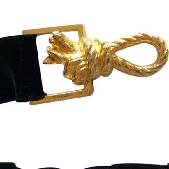 Vintage Black Velvet and Gold Metal Plated Belt main image 5